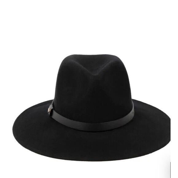 NWOT ALLSAINTS Felted Wool Fedora Hat Black With Leather Band main image 4